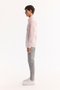 Men's Light Pink Buttoned Collar 100% Cotton Linen Textured Comfort Fit Shirt E002141 - 3