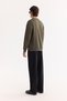 Men's Khaki Crew Neck Cotton Embossed Printed Regular Fit Sweatshirt A52Y1327 - 4