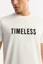 Men's Ecru Crew Neck Printed Bi-Stretch Interlock Regular Fit T-Shirt A51Y1166 - 2
