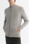 Men's Gray Stand Collar Zippered Front Patterned Soft Touch Knitwear Regular Fit Cardigan A42Y5077 - 3