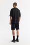 Men's Black Crew Neck Cotton 2 Thread Oversize Fit T-Shirt A51Y1095 - 4