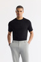 Men's Light Gray Elastic Waist Bi-Stretch Technical Fabric Slim Fit Trousers A51Y3077 - 7