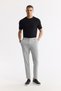 Men's Light Gray Elastic Waist Bi-Stretch Technical Fabric Slim Fit Trousers A51Y3077
