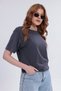 Women's Anthracite Basic Comfortable Fit Lycra T-Shirt - 3