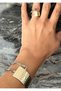 Leopard Pattern Stone Inlaid Ribbed Steel-Brass Ribbed Ring - 5