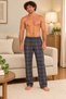 Men's Anthracite Color Plaid Patterned Bottom Pajamas
