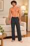 Men's Anthracite Color Plaid Patterned Bottom Pajamas