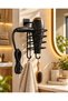 Black Hair Dryer Blow Dryer Hanger Holder with Square Strong Adhesive Hook Stainless Hanger Bracket