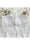 White Bra Set with Striped Pattern Support - 3