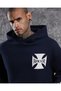 Racer Hooded Sleeve Printed Biker Navy Blue Sweatshirt - 5