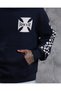 Racer Hooded Sleeve Printed Biker Navy Blue Sweatshirt - 7