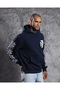 Racer Hooded Sleeve Printed Biker Navy Blue Sweatshirt - 4