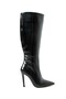 July Black Wrinkled Leather Women's Boots with Zipper, Pointed Toe, and Stiletto Heel - 4