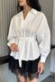 Women's Waist Gathered Lace-Up Shirt - 2