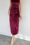Women's Lycra Velvet Dress with Gathered Waist Detail - 5