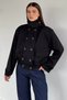 Women's Jacket with Elastic Waist and Sleeve Belt Detail and Double Pockets - 3