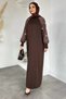 Gülseli Sleeves Stone Embellished Hijab Knitwear Dress - 8