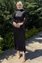 Women's Satin Evening Dress with Rose Figures on the Sleeves and Waist Belt - 2