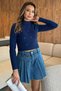 Half Turtleneck Stoned Crop Top Blouse (Fits Size S-M) - 2
