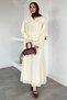 Collared Lace-Up Lined Blouse Skirt Hijab Double Set - 3