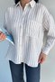 Women's Striped Oversize Shirt with Pockets - 3