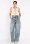 High Waist Belt Detailed Loose Fit Jean Denim Trousers