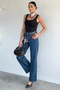 Women's High Waist Palazzo Jean Pants with Scarf Accessory
