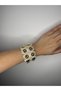 Shiny Resin Thick Flexible Women's Bracelet with Gold Detail - Cream Color - 3