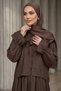 Collared Lace-Up Lined Blouse Skirt Hijab Double Set - 3