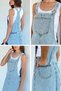 Women's Jean Denim Salopet Dress with Front Pocket Detail and Tassels - 2
