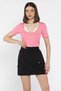 Women's Elastic Waist Mini Skirt with Pocket Detail - 2