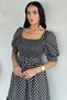 Women's Square Collar Polka Dot Dress with Gipeli Belt Accessory - 3