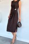 Women's Dress with Buckle Detail and Slit - 3