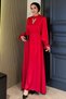 Elastic Sleeves Satin Hijab Evening Dress - 2