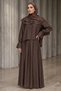 Collared Lace-Up Lined Blouse Skirt Hijab Double Set