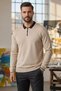 Men's Polo Collar Half Buttoned Color-Blocked Knit Sweater