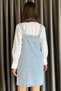 Women's Jean Denim Salopet Dress with Front Pocket Detail - 3