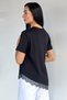 Women's Crew Neck Asymmetrical Cut Lace Detailed T-Shirt - 4