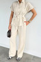 Women's Waist-Tied Linen Shirt and Trousers Two-Piece Set - 2