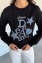 Women's Crew Neck Printed Stone Embroidered Sweatshirt - 3