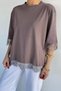 Gülseli Women's Crew Neck Lace Detailed T-Shirt