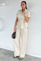 Women's Waist-Tied Linen Shirt and Trousers Two-Piece Set