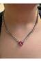 Heart Zircon Stone Silver Color Tennis Necklace - Pink - 2