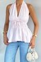 Women's Backless Halter Neck Blouse - 3