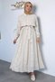 Polo collar elastic belt detailed hijab dress