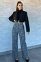 Women's winter plaid patterned velcro palazzo pants - 4
