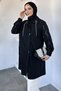 Women's Sleeve Embroidery Detailed Pocketed Hijab Trench Coat