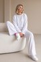Women's White Plain Basic Spanish Style Wide Sleeve Soft Viscose Cotton Lycra Fabric Top and Bottom Set