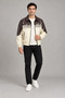 Men's Cream Double Color Oversize Jacket with Fur Inside - 3