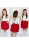 Cotton Fabric Red Tutu Skirt with Elastic Waist Girl's Holiday Outfit - 5